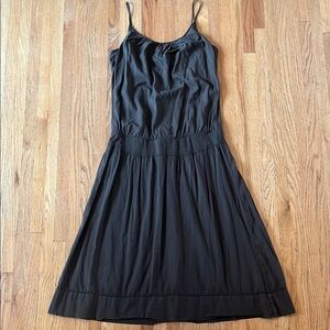 James Perse Brown Pleated Spaghetti Strap Cotton Sundress